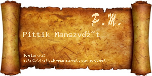 Pittik Manszvét névjegykártya